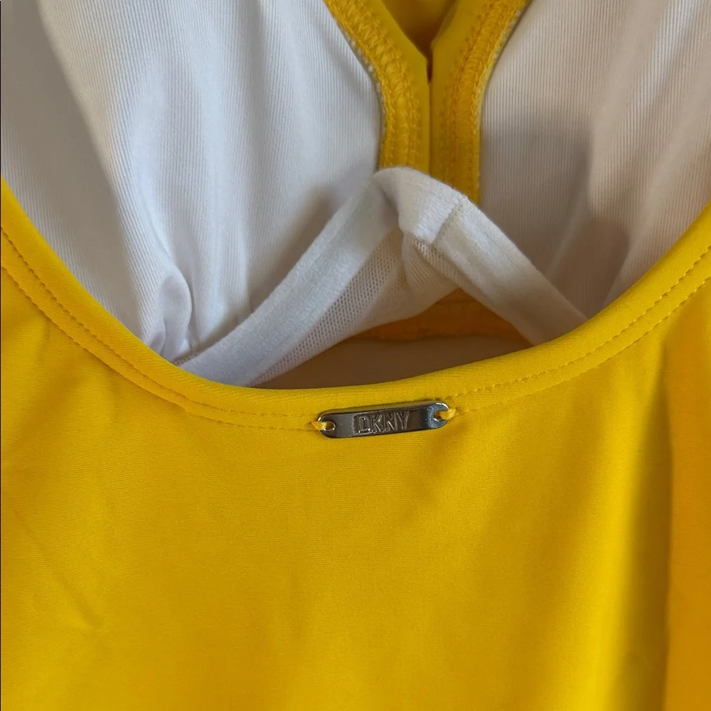 DKNY Yellow Ruffle One-Piece Swimsuit - Picture 9 of 10